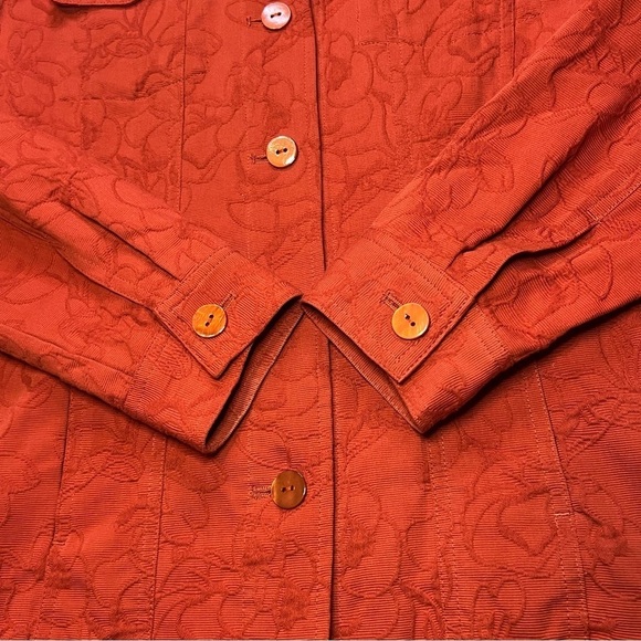 Chico’s Burnt Orange Embossed Button Up Jacket - Small, Women’s - Picture 5 of 12